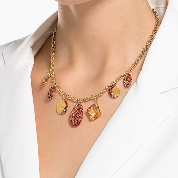 Swarovski Swan The Elements Fire Element Fall Multicolored Mixed Metal Necklace - Picture 9 of 9